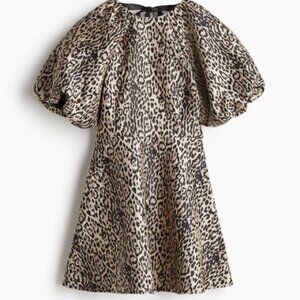 H&M Jacquard-Weave Tie-back Dress - Leopard